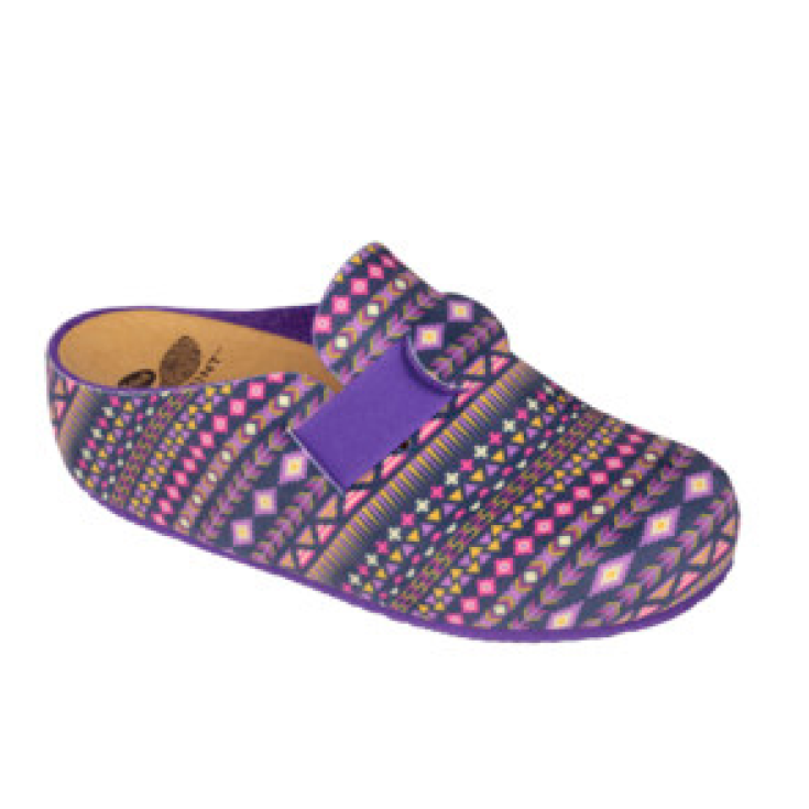 Dr. Scholl's Lareth Damenhausschuh Ethno bedruckt Mikrofaser Lila/Multicolor Gr. 35 1 Paar