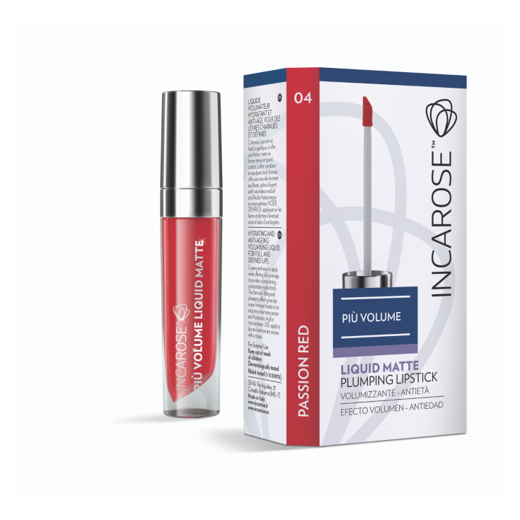 IncaRose Piu' Volume Liquid Matte Plumping Anti-Aging Volumizing Lipstick Color 04 Passion Red