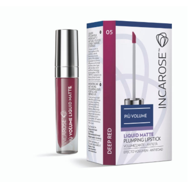 IncaRose Piu' Volume Liquid Matte Plumping Volumizing Anti-Aging Lipstick Color 05 Deep Red