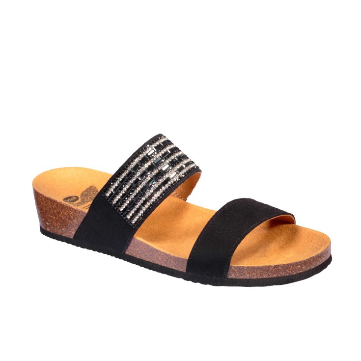 Scholl® Daphne Damenschuh Mikrofaser + Strass Bioprint® Fußbett Farbe Schwarz Größe 40