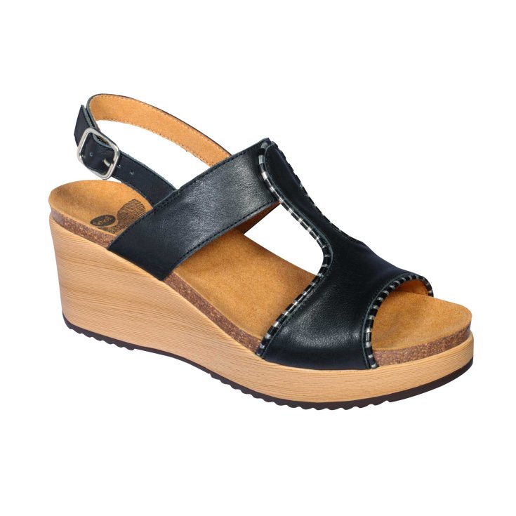 Scholl® Kassidy Damen Sandale in Bioprint® Fußbett Leder Schwarz Farbe Größe 37