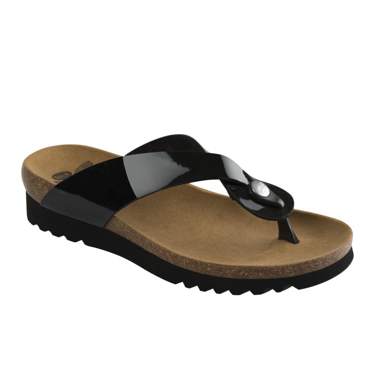 Scholl® Kenna Damen Flip Flops Synthetik Patent Bioprint® Fußbett Farbe Schwarz Größe 38