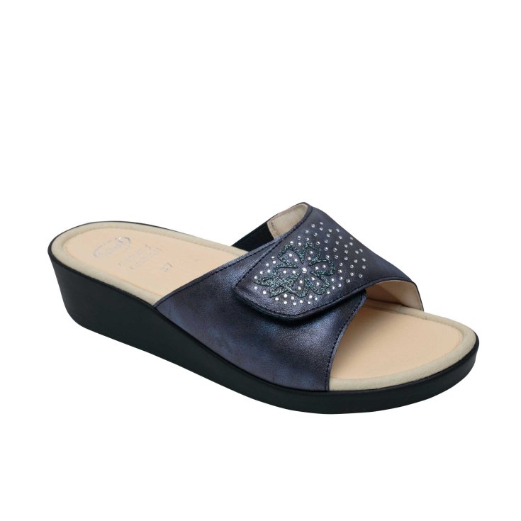 Scholl® Ledel Damenschuhe Synthetik + Strass Memory Cushion® Fußbett Farbe Navy Größe 41