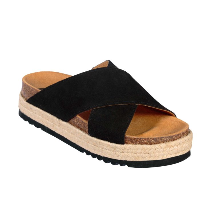 Scholl® Malindy Damen Sandale Cross Suede Bioprint® Fußbett Farbe Schwarz Größe 36