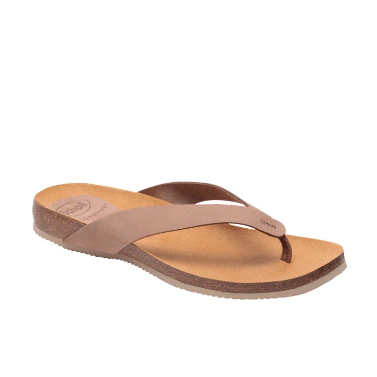 Scholl® Tist 2.0 Damen-Zehensandale in Nubuk Bioprint® Fußbett Beige Farbe Größe 38