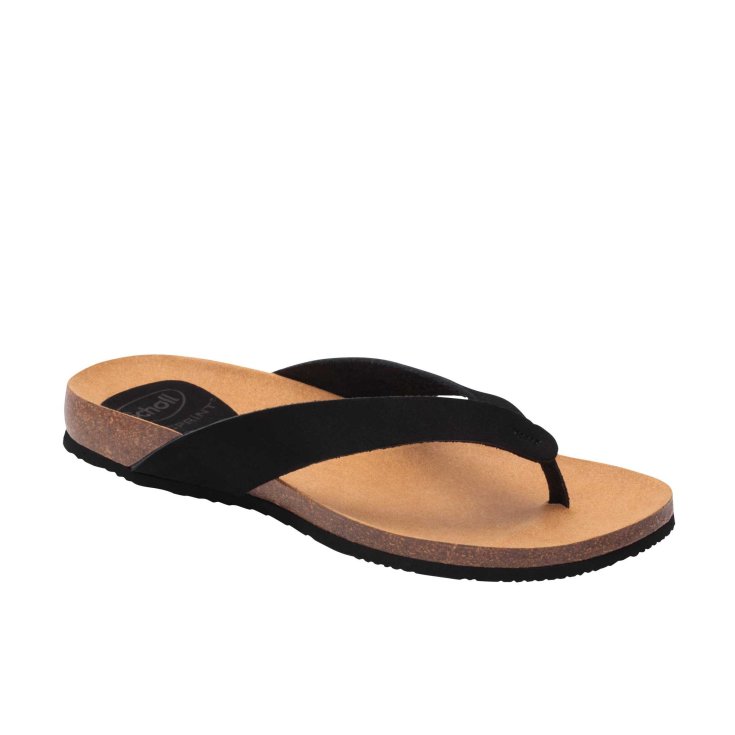 Scholl® Tist 2.0 Damen-Zehensandale in Nubuk Bioprint® Fußbett Farbe Schwarz Größe 36
