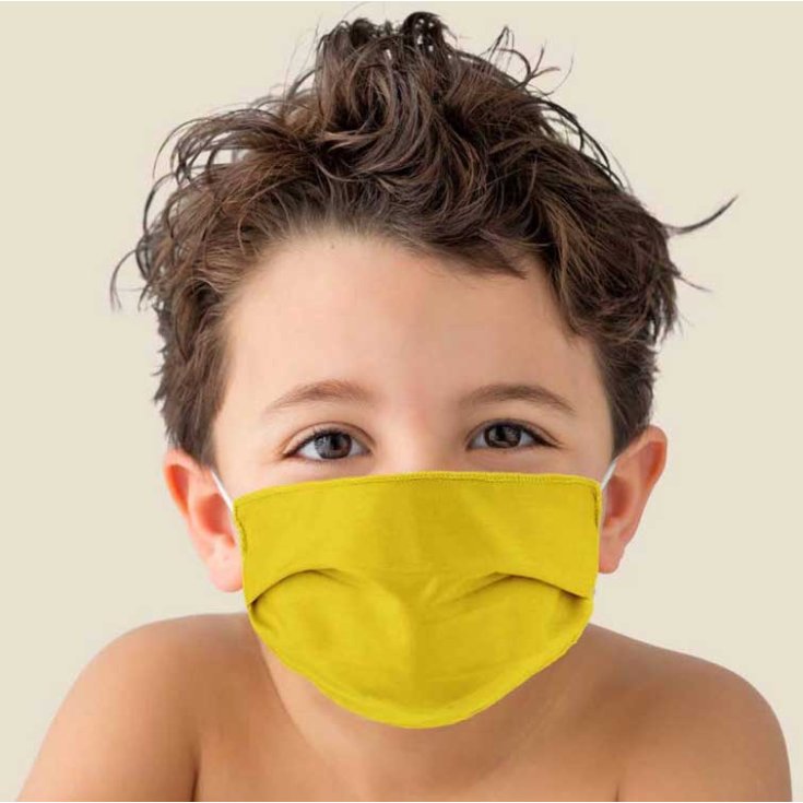 Gold Line Kit 2 waschbare Kindermasken Farbe Gelb Angelo Carillo