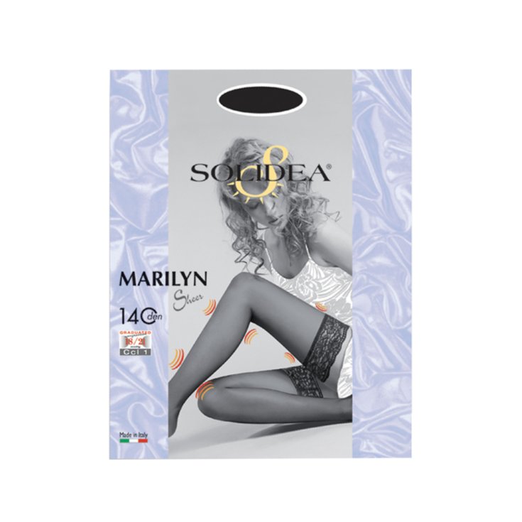Marilyn 140 Den Sheer Solidea® Halterlose Strümpfe Farbe Schwarz Größe 3-ML