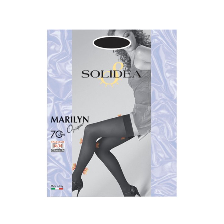 Marilyn halterlose Strümpfe 70 DEN Blickdicht Solidea® Farbe Schwarz Größe 4-L 1 Paar