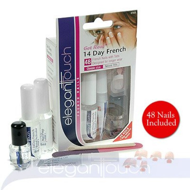Uragme Elegant Touch Get Real 14-tägiges französisches Kunstnagel-Kit in blanker Farbe