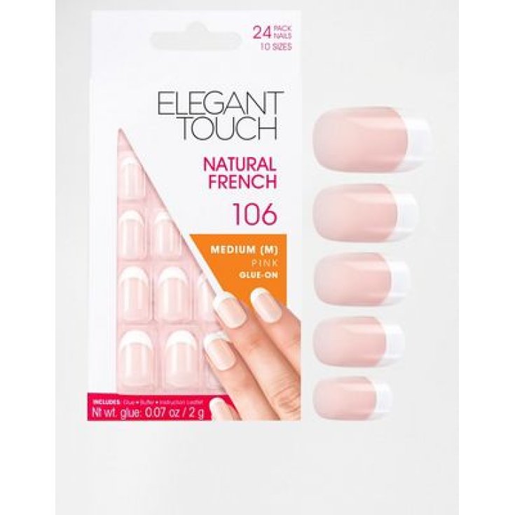 Uragme Elegant Touch Natürliche Französische Falsche Nägel Farbe 106 French Pink 24 Nägel