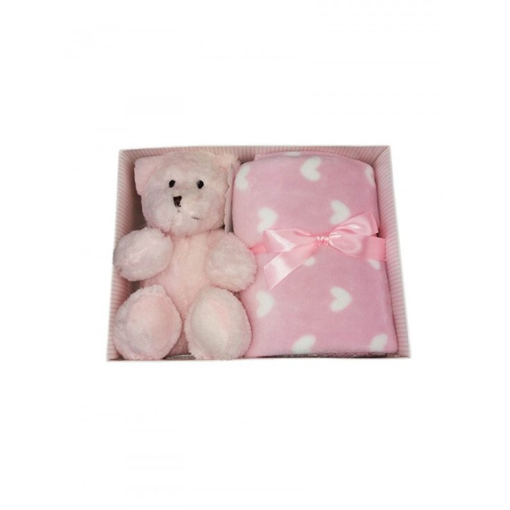 Set 2er Set Geschenkbox Decke Bezug Wiege Wolke Kinderwagen mit Plüsch Baby Mädchen Neugeborene Nazarene Gabrieli rosa TU