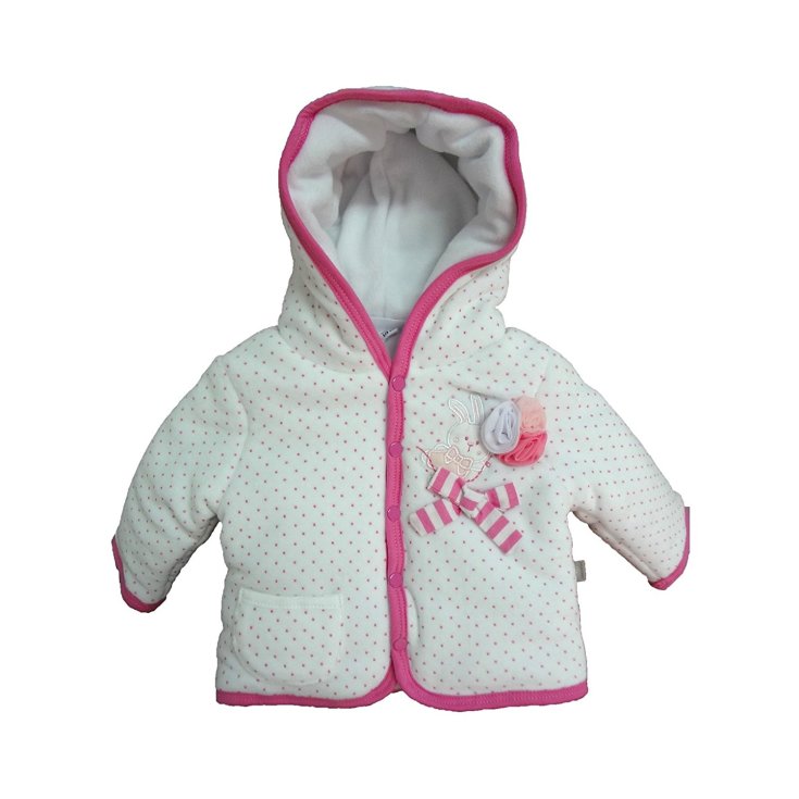 Baby Jungen Chenille Mantel Jacke Bidibimbo weiß rosa 6 - 9 Monate