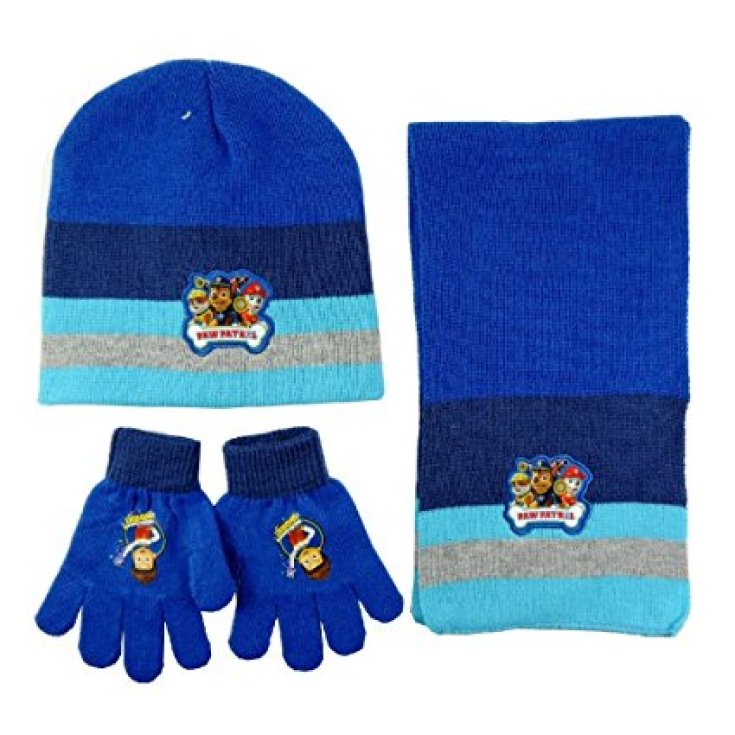 Set 3 Stück Hut Mütze Schal Handschuhe Kind Paw Patrol Bluette Größe 54