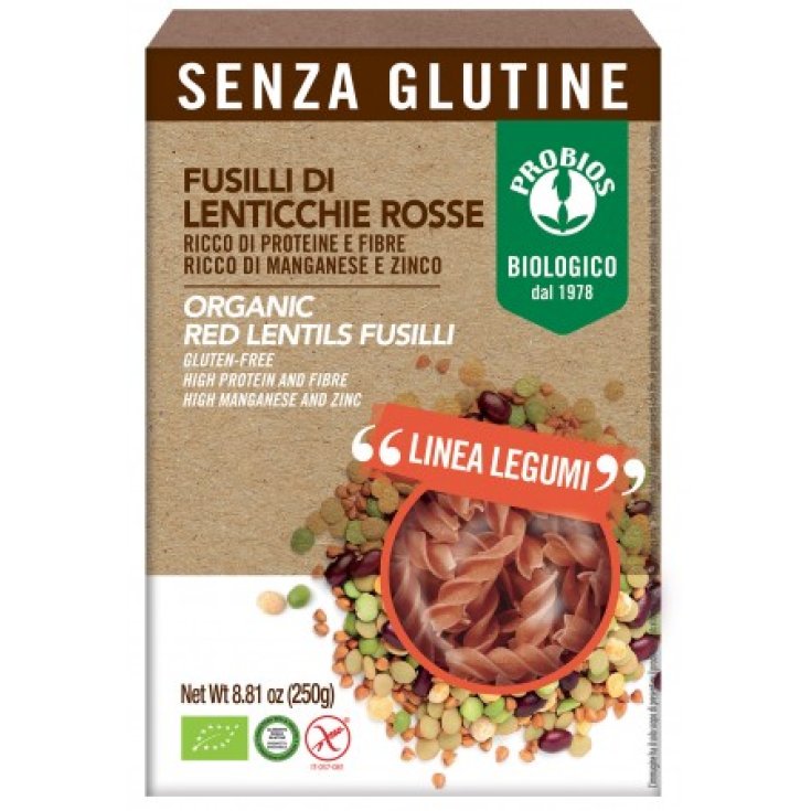 100% Probios Rote Linsen Fusilli Pasta 250g