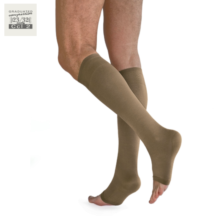 Relax Unisex-Kniestrümpfe CCL.2 Open Toe Solidea® Farbe Natur Größe M 1 Paar