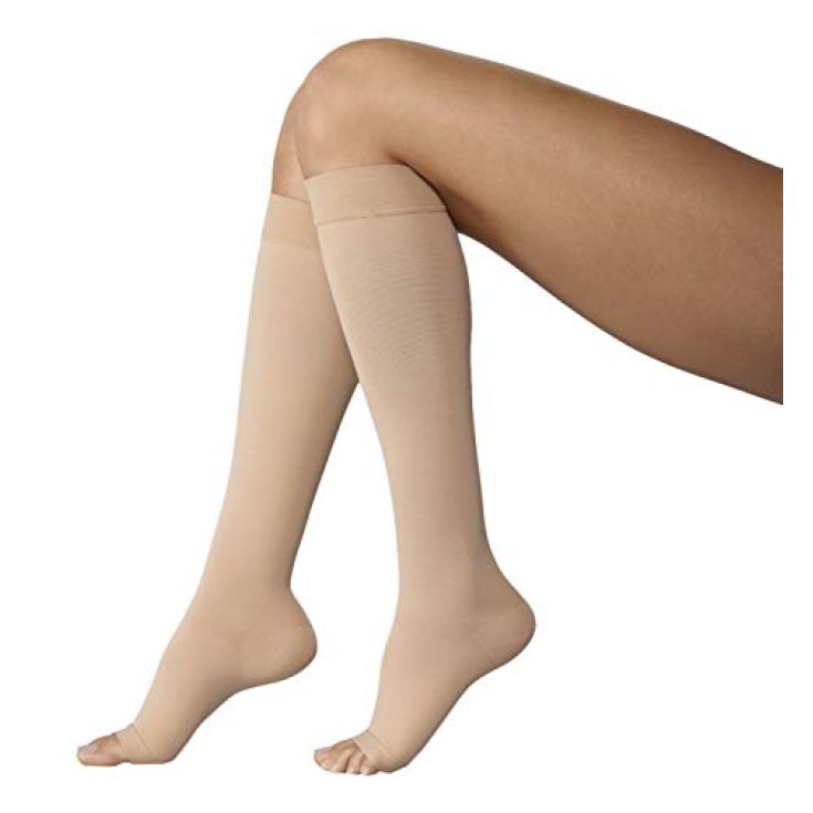 Varisan® Etheré Short Kniestrümpfe Open Toe Farbe Poudre Größe 4 Cizeta 1 Paar