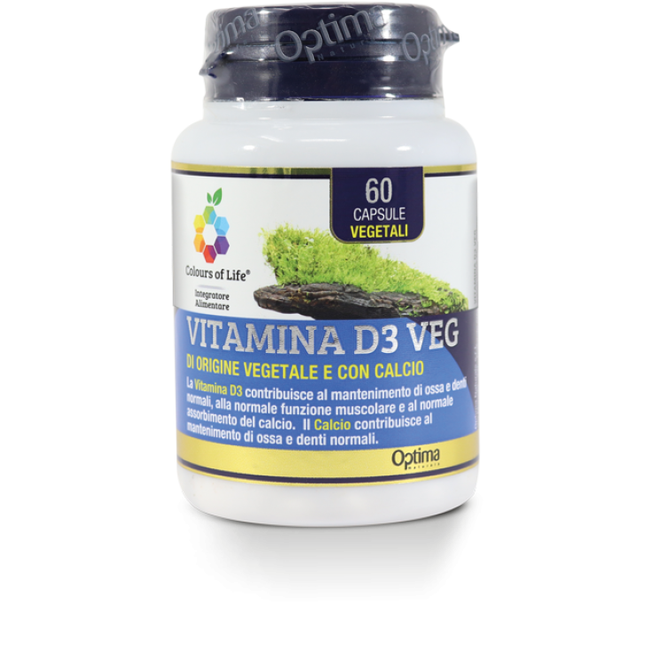 Vitamin D3 Gemüse pflanzlichen Ursprungs mit Calcium Colors of Life® Optima Naturals 60 Kapseln