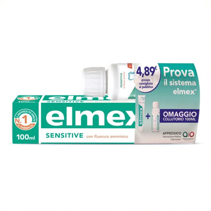 elmex® Sensitive Zahnpasta + Gratis Mundspülung