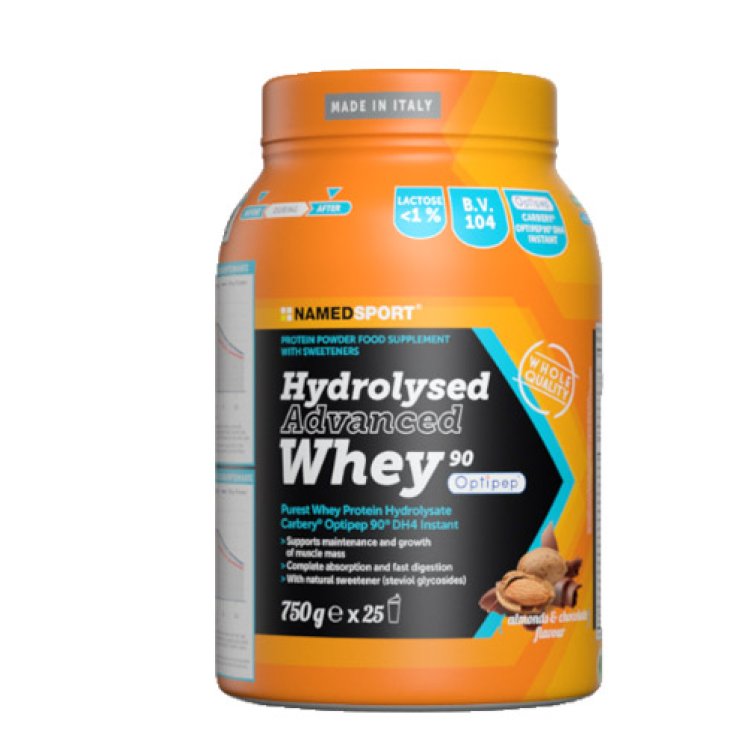 Named Sport Hydrolysed Advanced Whey90 Optipep Nahrungsergänzungsmittel mit Schokoladen- und Mandelgeschmack 750 g