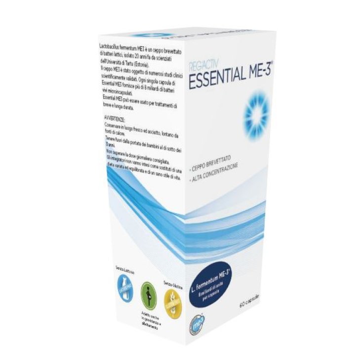 Essential Integratori Regactive Essential Me 3 Probiotico Senza Glutine e Lattosio, 60 Capsule