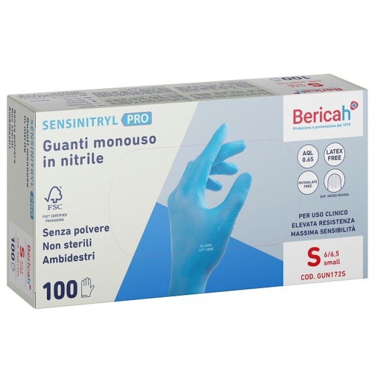 Bericah Guanti Monouso in Nitrile Blu Taglia S