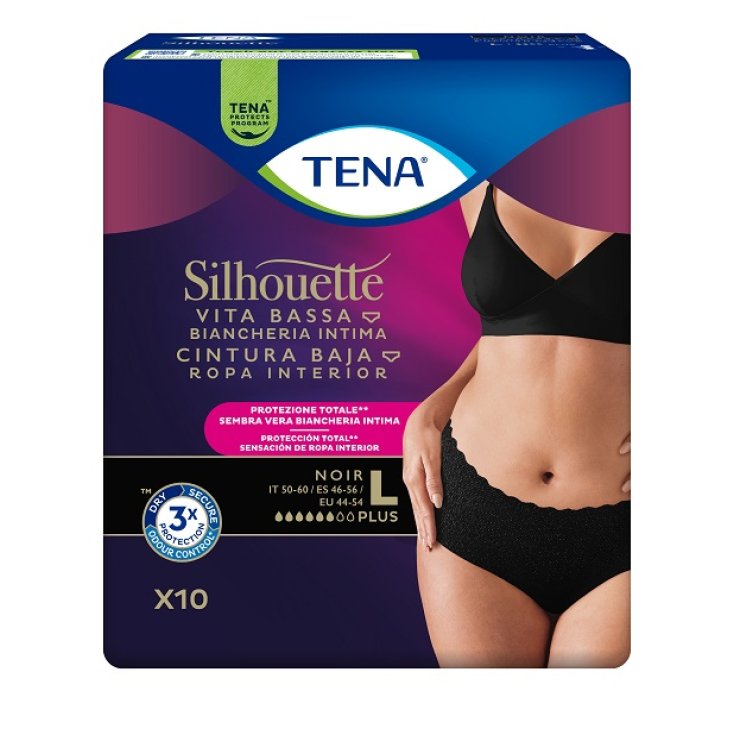 Mutandina Vita Bassa Nero Tg.L TENA&nbsp;Silhouette 10 Pezzi