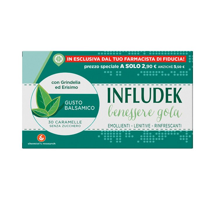 Infludek Wellbeing Throat Chemist's Research 30 Bonbons mit Balsamico-Geschmack