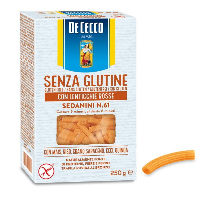 Sedanini Nr. 61 mit roten Linsen glutenfrei De Cecco 250g