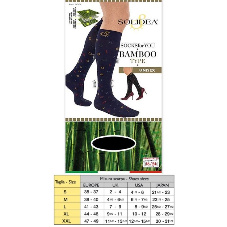 Socken für Sie Bambus Typ Solidea Schwarz Größe XL