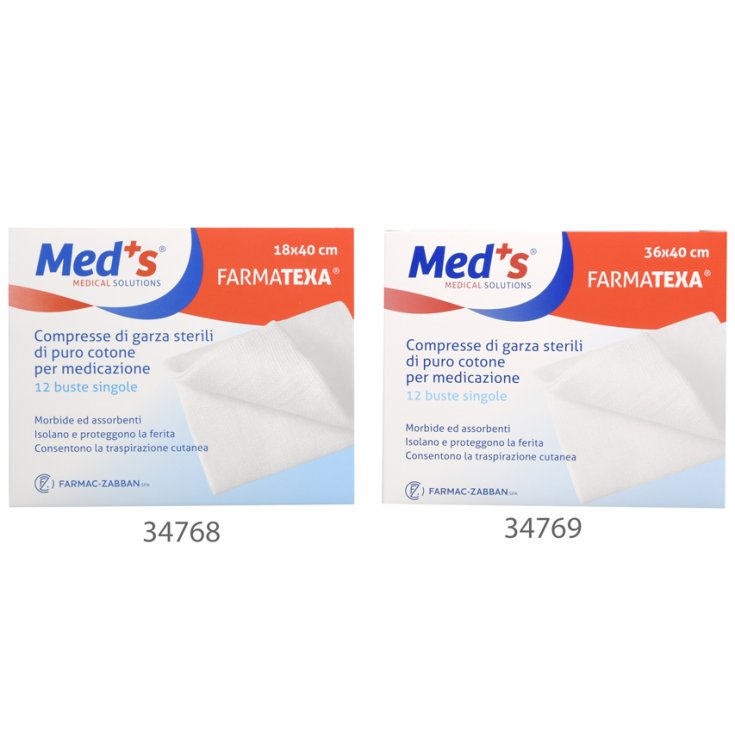 Med's FarmaTexa Sterile Mulltabletten aus reiner Baumwolle 12/8 36x40cm 12 Stück