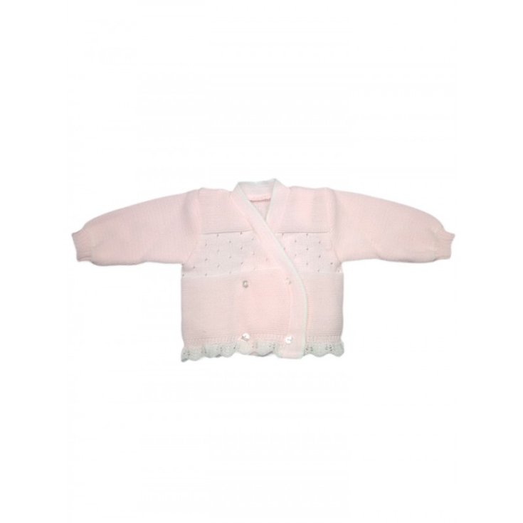 Herzwärmer-Cardigan mit überkreuztem Stirnband aus Wolle La Rocca Baby Mädchen Rosa TU