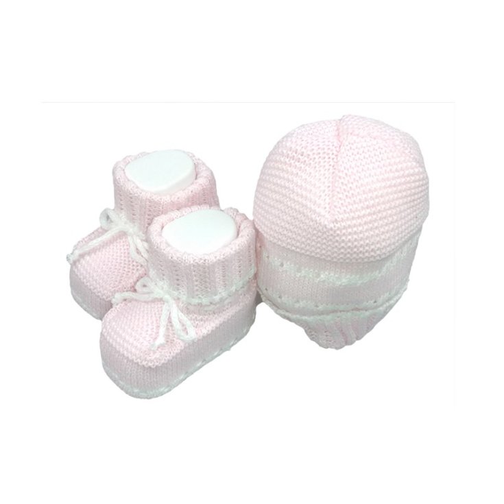 Set 2tlg Mütze Hut Baumwolle Schuhe La Rocca Baby Mädchen rosa TU