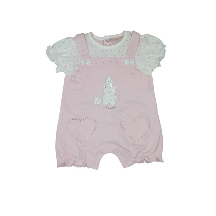 Neugeborenes Mädchen Strampler Halbarm rosa Bidibimbo Chic 6 - 9 m