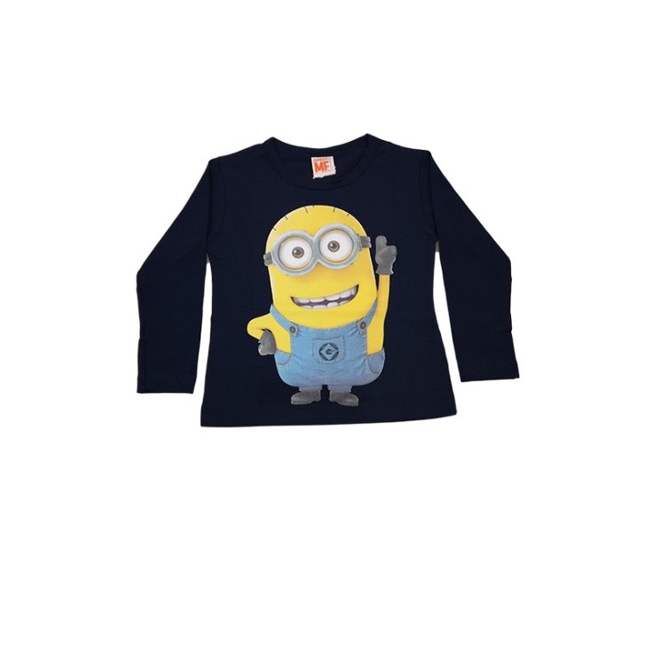 T-shirt aus gestrickter bielastischer baumwolle baby jungen Minions blau 4A