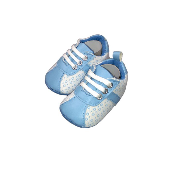 Pastell Babyschuhe Geschlossenes Modell Weiß-Hellblau Farbe Größe 18