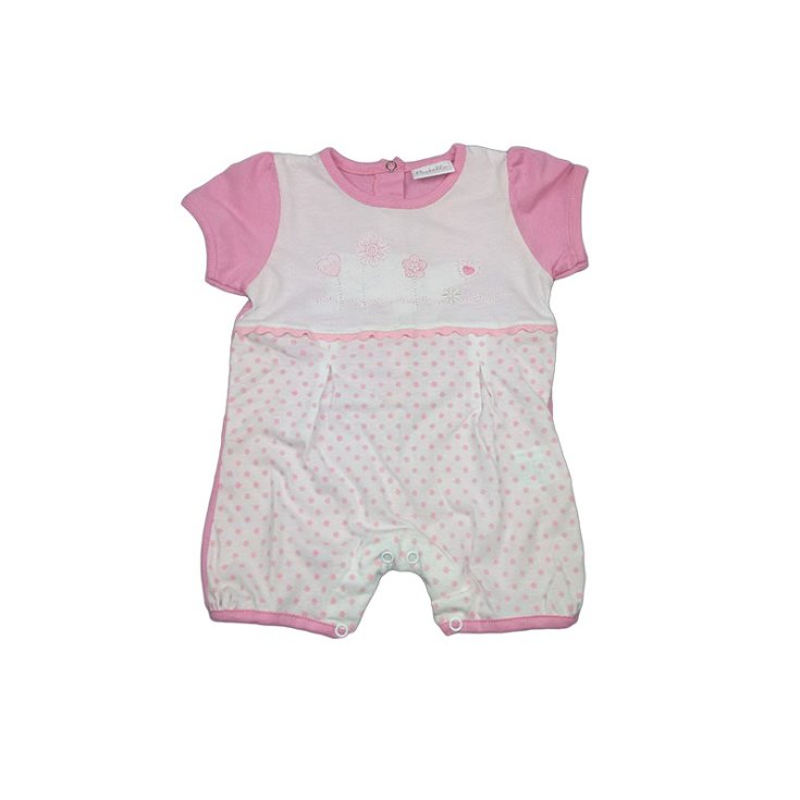 Baby Strampler Mädchen Halbarm Weiß Rosa Pastell 9 -12 m