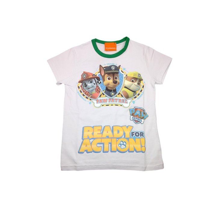 T-shirt aus gestrickter bielastischer baumwolle baby junge Paw Patrol weiß 4A