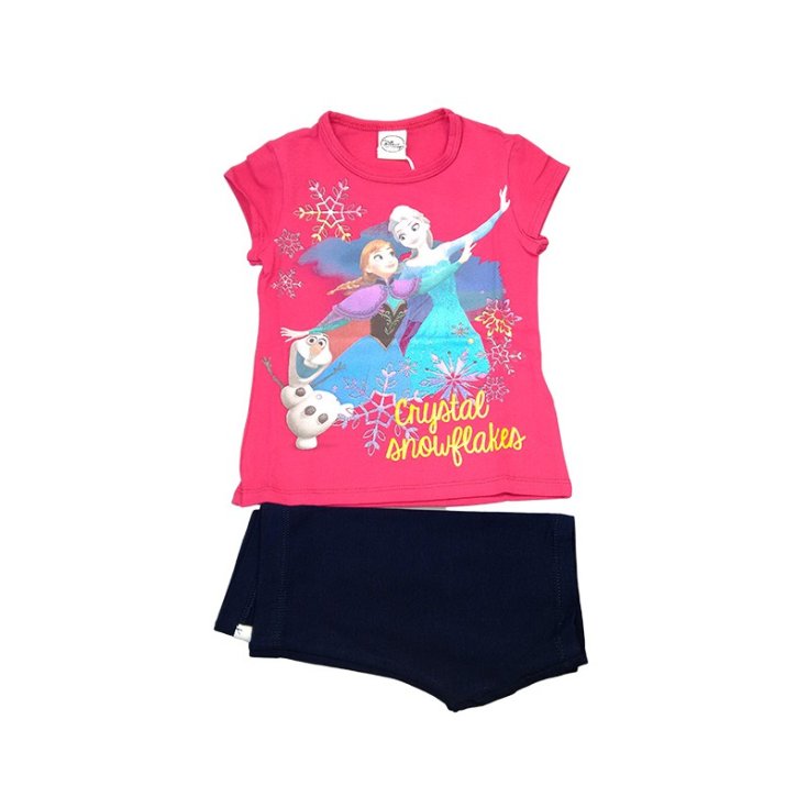 2er Set T-Shirt Strick T-Shirt Shorts bielastische Baumwolle Baby Mädchen Disney Frozen fuchsia blau 4A