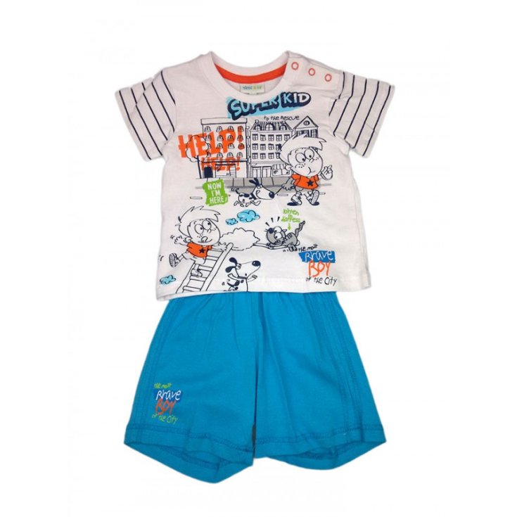 2er-Set Kurzarm-Jersey-Shorts für neugeborenes Baby Yatsi weiß blau 12 m