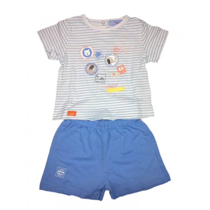 2er-Set Kurzarm-Jersey-Shorts für neugeborenes Baby Yatsi white sky 6 m