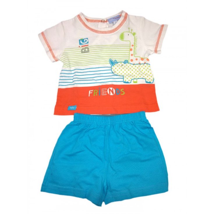 2er-Set Kurzarm-Jersey-Shorts für neugeborenes Baby Yatsi weiß blau 3 m