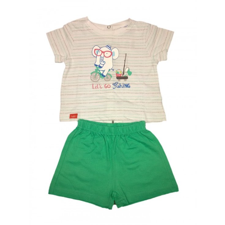2er-Set Kurzarm-Jersey-Shorts für neugeborenes Baby Yatsi weiß grün 3 m
