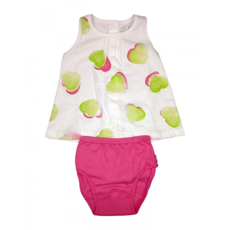 Komplettes 2-teiliges Kleid Tanktop mit Slip für Baby Mädchen ohne Ärmel Rapife weiß fuchsia 6 m