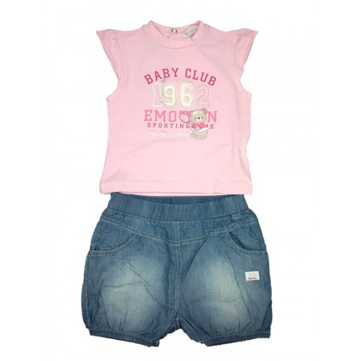 2er-Set gestricktes Tanktop Rüschenshorts Baby Mädchen ohne Ärmel TdM mini rosa Jeans 6 - 9 m