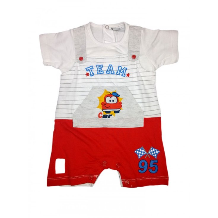 Strampler Strampler Baby Junge Halbarm Pastell weiß rot 6 - 9 m