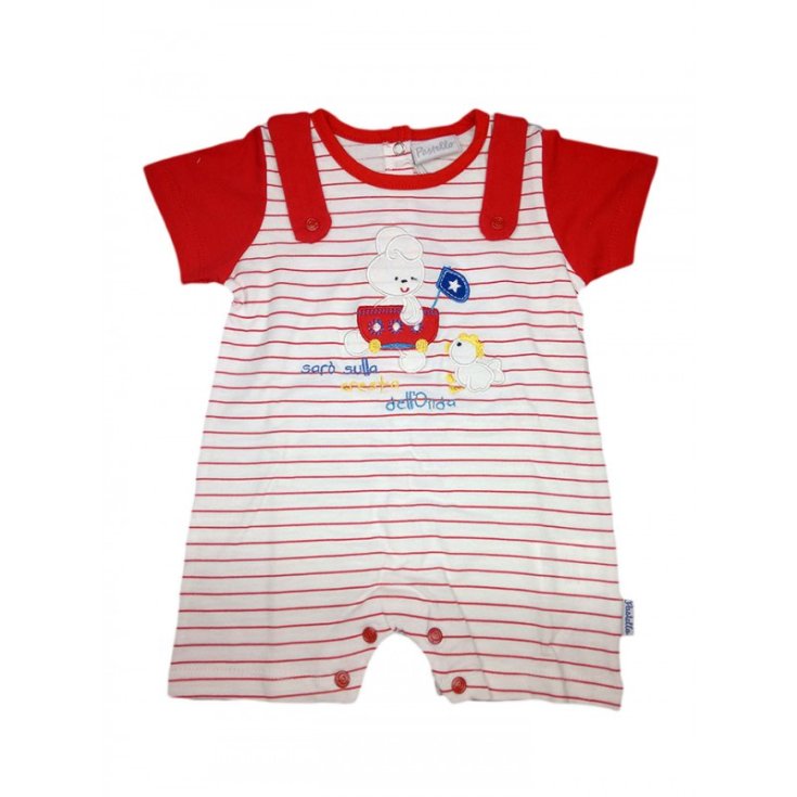 Strampler Strampler Baby Junge Halbarm Pastell weiß rot 6 - 9 m