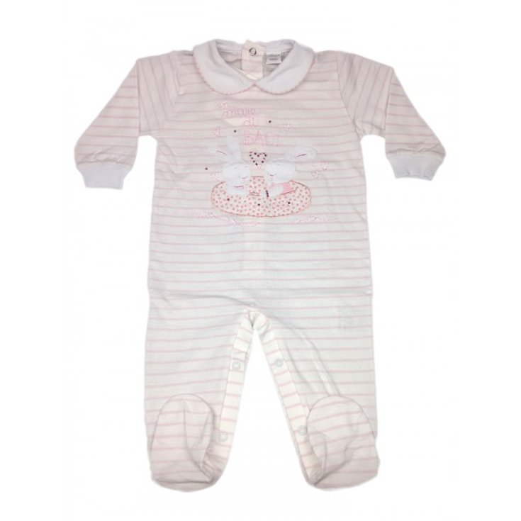 Baby-Mädchen-Baumwolloverall Ellepi weiß rosa 6 m
