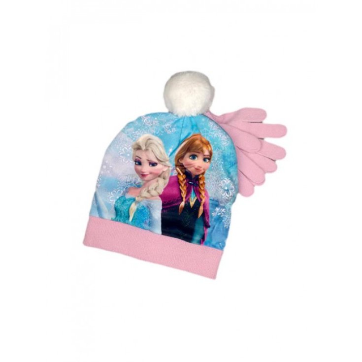 Set 2 Stück Hut Hut Bommel Handschuhe Baby Mädchen Disney Frozen Pink Größe 52