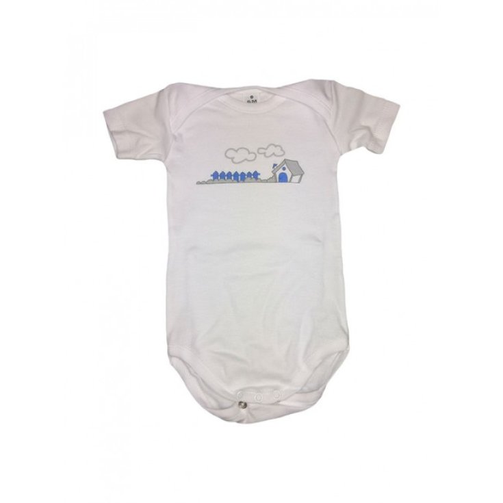 Babybody Unterwäsche Jungen Halbarm Rapife weiß blau 6 m